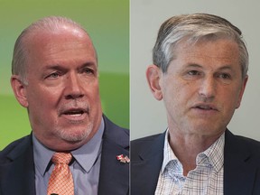 NDP Leader John Horgan and Liberal Leader Andrew Wilkinson.