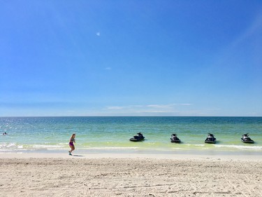 The bright white sand beaches on Marco Island are popular with joggers.