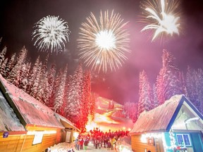 Christmas Eve fireworks at Manning Park Resort.