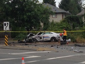 FILE PHOTO: Scene of July 22, 2014, crash involving an RCMP cruiser and a van.