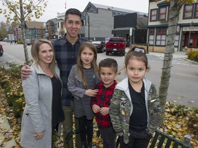 Smyth Fraser is flanked by sisters Lennon (right) and Dayley, with their mom and dad Carly Walsh and Ryan Fraser in Ladner.