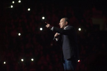 Lorne Segal on stage at WE Day in Vancouver, Nov. 22, 2018.