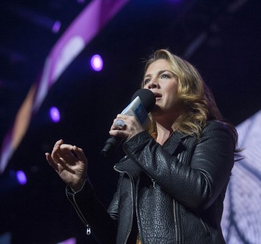 Sophie Gregoire Trudeau on stage at WE Day in Vancouver, Nov. 22, 2018.