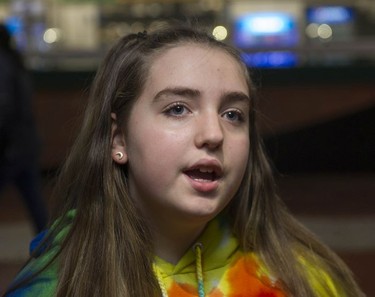 William A. Fraser Middle school student Trinity Carlson attends WE Day in Vancouver, Nov. 22, 2018.