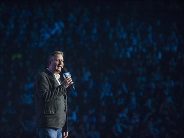 Vancouver mayor Kennedy Stewart on stage at WE Day in Vancouver, Nov. 22, 2018.