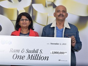 Surrey couple Ram and Sushil Singh won $1 million Lotto Max prize in October