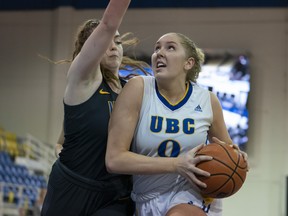 UBC Thunderbirds Keylyn Filewich is one of just three players averaging a double-double in Canada West play. Filewich leads the team in scoring (17.6), rebounds (11.4) and blocks (3.2).