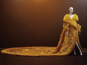 One Thousand and Two Nights by Guo Pei features a silk cloak embroidered with silk and 24-karat-gold spun thread, part of the Couture Beyond exhibit at Vancouver Art Gallery.