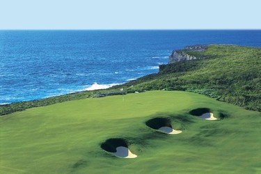 The 18th hole at the Abaco Club's tropical links.