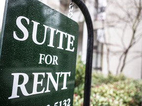 A suite for rent sign in Vancouver.