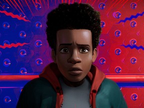 SPIDER-MAN: INTO THE SPIDER-VERSE. Miles gets his Spider-sense. 2018 [PNG Merlin Archive]