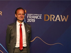 Team Canada coach Kenneth Heiner-Moller arrives at the FIFA Women's World Cup France 2019 Draw at La Seine Musicale on Dec. 8, 2018 in Paris, France.