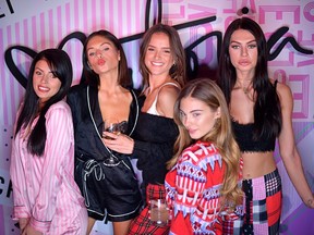 (L-R) Corin Jamie-Lee, Alyssa Lynch, Helen Owen, Carmella Rose and Caley-Rae Pavillard attend the Victoria's Secret Celebrates The 2018 Victoria's Secret Fashion Show With A PJ Glamp Out In LA on December 02, 2018 in Los Angeles, California.