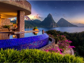Designed by architect/visionary/owner Nick Troubetzkoy, Jade Mountain in St. Lucia is a true feast for all the senses.
