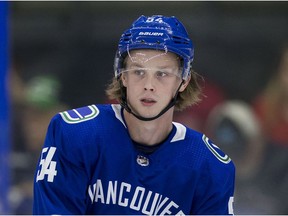 Canucks prospect Jonathan Dahlen was injured in a game with the Utica Comets on Friday.
