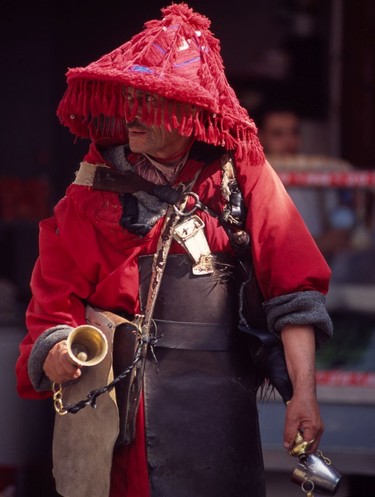 Water seller in the Djemaa el-Fna town square in Marrakech.