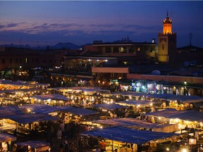 Food stalls in the Djemaa el-Fna market square in Marrakech.