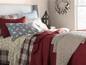 Layering up your bed this winter is an easy way to achieve coziness indoors. Photo: HomeSense for The Home Front: Getting cozy this winter by Rebecca Keillor [PNG Merlin Archive]