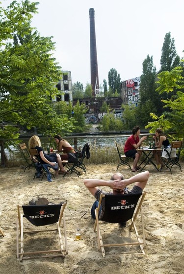 Kicking back at one of the city's several Strand Bars (beach bars).