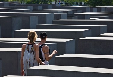 A thought-provoking and moving experience is to wander amongst the concrete columns rising in sombre silence from the undulating ground, that make up the Holocaust-Denkmal.
