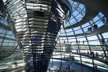 The spectacular glass dome of the German parliament building.