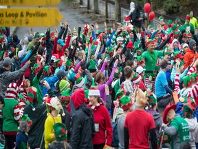 More than 500 costumed runners and walkers laced up for the fourth annual Big Elf Run at Stanley Park on Saturday afternoon. Funds from the Running Tours Inc. event were raised to help Canuck Place Children's Hospice. The event was also the final leg of the four-event Big Fun Run Series in Vancouver.