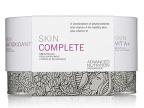 Advanced Nutrition Programme Skin Complete supplements, $102 at Kiss and Makeup, kissandmakeupstore.com.