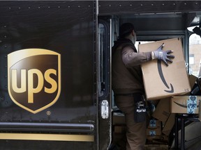 The parcels in the transport truck were for delivery service UPS.