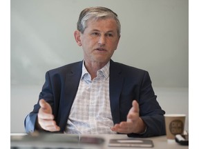 B.C. Liberal party Leader Andrew Wilkinson speaks to the editorial board of the Vancouver Sun and The Province newspapers in Vancouver in July 2018.