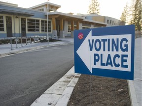 File photo of a B.C. school on October 20, 2018 after voting in the province-wide civic election.