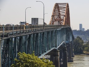 The Pattullo Bridge on July 26. The B.C. government has given a technical overview of the Community Benefit Agreement for the construction of the new bridge.