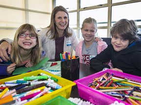 Lisa Klym and her children Reana, 10, Charis, 7, and Riker, 9, were at the Union Gospel Mission to create home-made cards that will be handed out Christmas Day to men and women in the recovery program. The two youngest children also collected donations, in lieu of presents, at their birthday parties and gave the money to the mission.