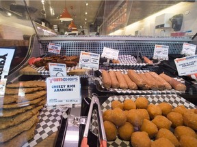 A display fridge is seen at Yamchops in Toronto on Tuesday, December 4, 2018. Julie Boyer and John Tashjian, co-owners of Yamchops in Toronto, said Canada's first plant-based butchery has seen attitudes change in the four years since its founding