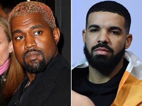 Kanye West, left, and Drake. (Getty Images file photos)
