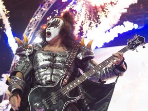 KISS member Gene Simmons in concert at Rogers Arena in 2013.