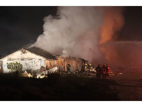 A vacant motel at an RV park on King George Blvd. in Surrey went up in flames early Sunday.