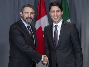 Prime Minister Justin Trudeau meets with Premier of Yukon Sandy Silver in Montreal on Thursday, December 6, 2018.