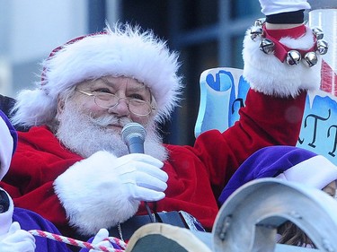 Santa in action in the Vancouver Santa Claus Parade, in Vancouver, BC., December 2, 2018.