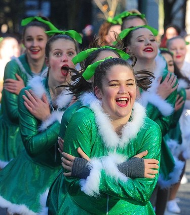 Participants in action  during Vancouver's Christmas Parade, in Vancouver, BC., December 2, 2018.