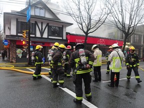 Vancouver Fire Department were on scene at a fire at Denman and Alberni on Sunday morning. The fire originated in a bike shop.