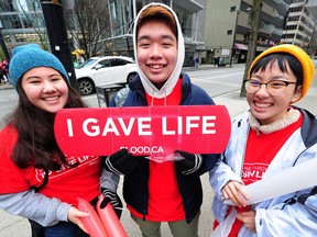 University and high school students from across the Lower Mainland rallied Thursday to promote blood donations, especially over the year-end holiday period.