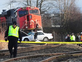 A couple is dead after being hit by a train in Langley on Sunday.