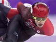 Canada's Samuel Girard, of Ferland-et-Boilleau, Que., competes in the men's 1000-metre short-track speedskating quarter-finals at the 2018 Olympic Winter Games, in Gangneung, South Korea, Saturday, February 17, 2018.