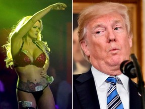 Stormy Daniels and Donald Trump are seen in a combination shot. (Joe Raedle/Getty Images/NICHOLAS KAMM/AFP/Getty Images)