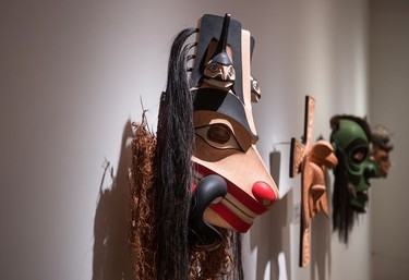 First Nations masks are displayed at the Audain Art Museum in Whistler.