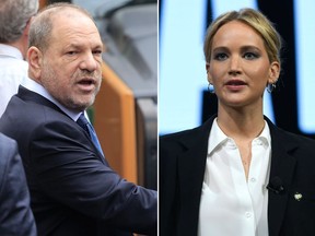 Harvey Weinstein, left, and Jennifer Lawrence. (Getty Images file photos)