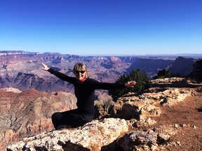 At edge of Grand Canyon, south side, after hike in along Shoeshone Point.