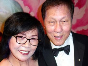 Here with wife Patricia, Royal Pacific Realty senior VP Sing Lim Yeo was honoured for founding and heading fundraising for the Scotiabank Feast of Fortune gala that benefits Mount Saint Joseph hospital.