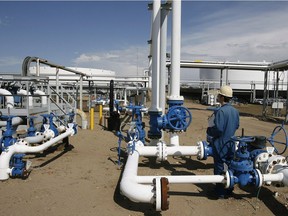 The oil pipeline and tank storage facilities at the Husky Energy oil terminal in Hardisty, Alta.in this 2007 file photo.