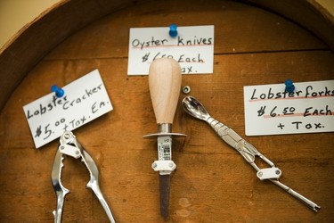 A selection of lobster and oyster paraphernalia: lobster crackers, oyster knives and lobster forks.